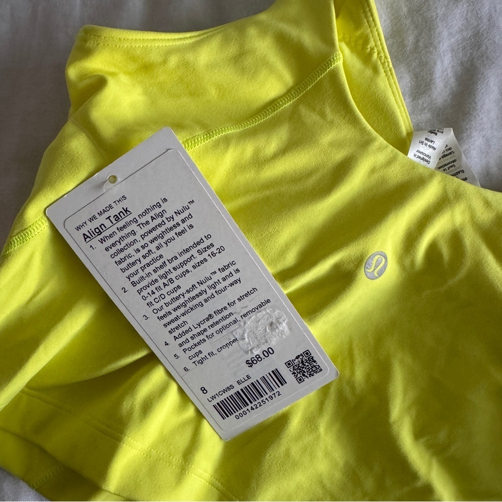 89 ๐๐ Lululemon Align Tank - Electric Lemon - Picture 8 of 8